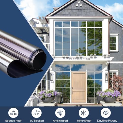 Coavas 151-45200 One Way Privacy Window Film Daytime Window Film See Out Not In Reflective Window Film Sun Blocking Heat Control Anti Uv Non-Adhesive Static Cling thumb #1