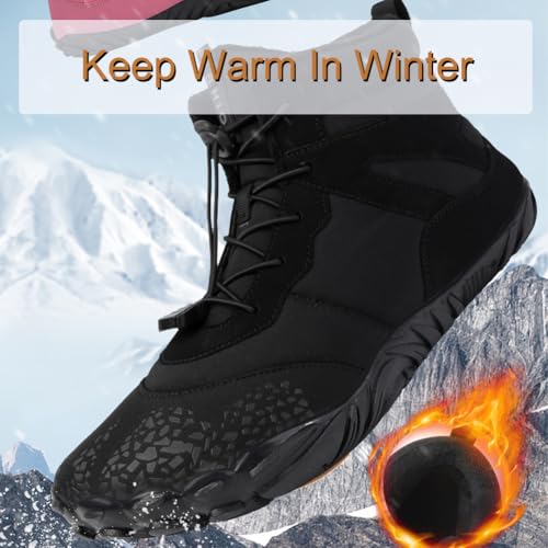 Winter Glacia Barefoot Shoes for Men Women, Waterproof Hiking Boots with Warm Plush Lining, Non-slip Rubber Sole3
