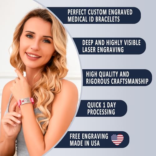 Divoti Lymphedema Alert ID Band Bracelets for Women – “NO BP/IV/Needles This ARM”3