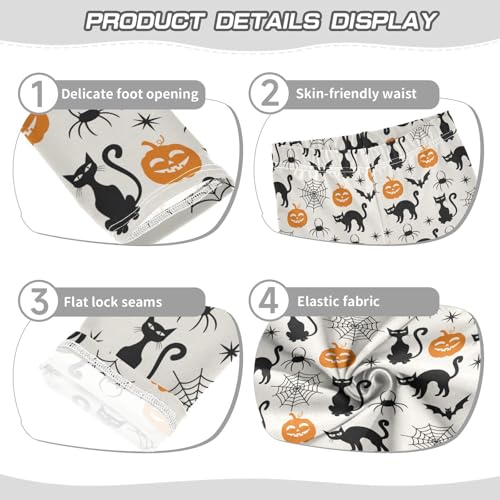 Girls Leggings Soft Toddler Ankle Length Bottoms Halloween Cat Spider Web Kids Dance Yoga Pants 4-10 Years3