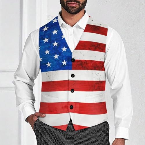 America Flag Men's Suit Vest Slim Fit V-Ncek Waistcoat Business Casual Vest2