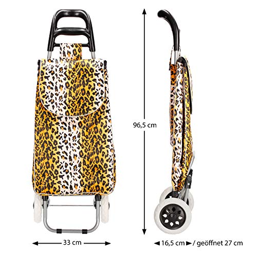 RoyalFay® Einkaufstrolley Einkaufswagen Leoparden-Design 38 L Volumen – Bild 3