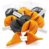 4E's Novelty Halloween Fortune Cookies Bulk - 50 Individually Wrapped with 50 Funny & Scary Fortune Cookies Sayings for Kids & Adults, Trick-or-Treat Perfect for Halloween Party