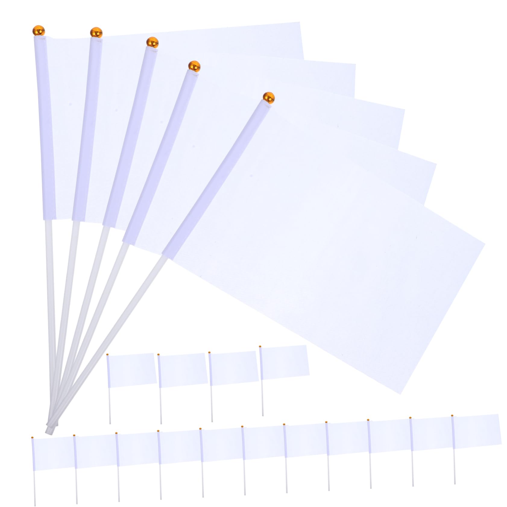 HANABASS 20Pcs White Waving Flags Portable Hand Cranked Commanding Referee Flags for Sports Events Parties and Celebrations Durable and Lightweight Design