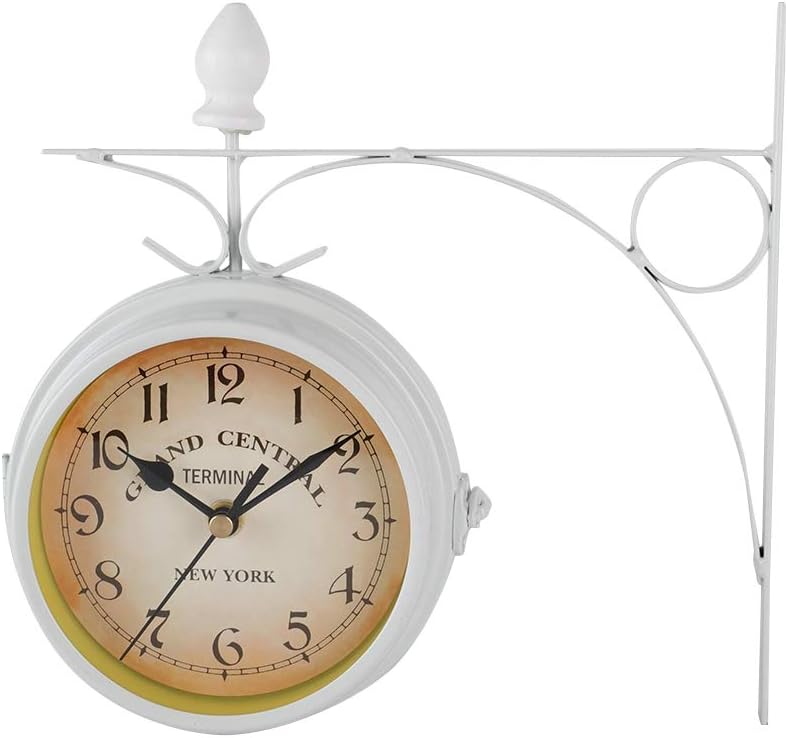 Cryfokt 8.6 Inch Double Sided Wall Clock, Battery Operated Silent Round Wall Clock, Practical Vintage Hanging Mute Clock for School, Kitchen, Bedroom, Home, Office