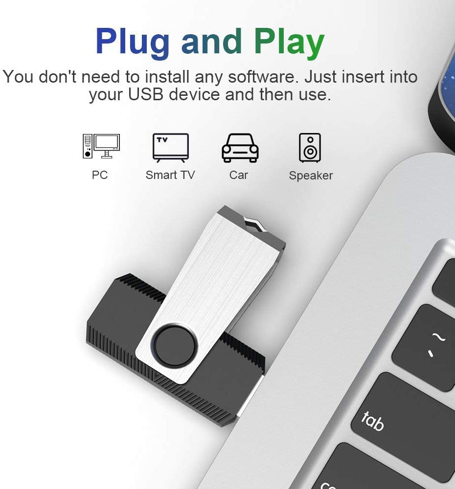 KEXIN 128GB Chiavetta USB 5 Pezzi Rotazione a 360 ° Pen Drive USB Flash Drive Unità Flash USB 2.0 Pennetta Thumb Drive Memoria Stick con Luce LED (128 Giga, Rosso, Verde, Nero, Blu, Arancione)