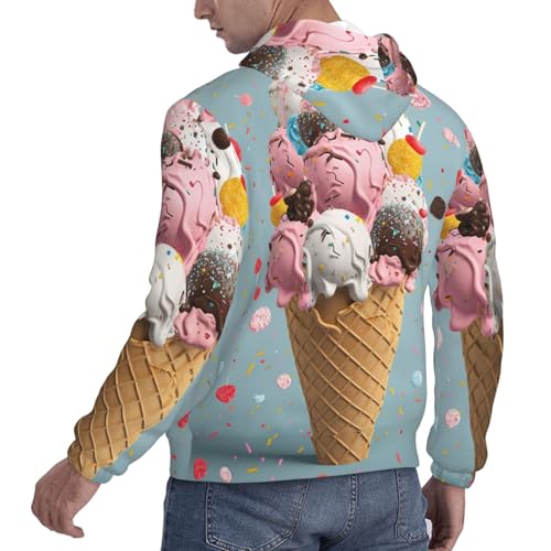 Men's Fleece Pullover Hoodie Long Sleeve Hooded Sweet Ice Cream Sweatshirt Casual Shirts With Pockets4