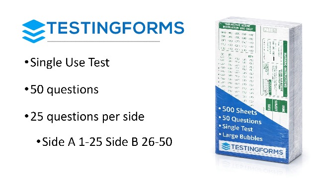 TEST-889E 889 E Compatible Testing Forms (25 Sheet Pack