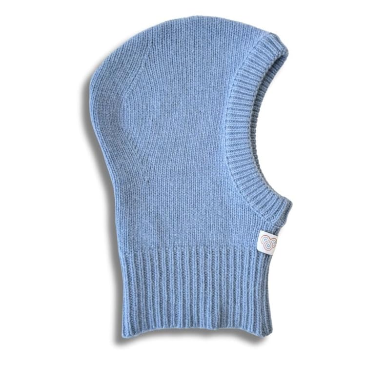 Kinder Sturmhaube Denim Merino & Cashmere, warme Winter Mütze für Jungen und Mädchen, Windschutz aus Merinowolle und Kaschmir, thermoregulierende Sturmmaske