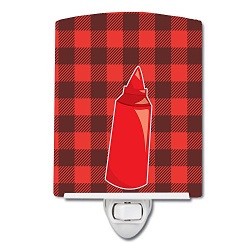 Caroline's Treasures BB8638CNL Backyard BBQ Ketchup Ceramic Night Light Compact, UL-Certified, Ideal for Bedroom, Bathroom, Nursery, Hallway, Kitchen, 6x4x3, Multicolor