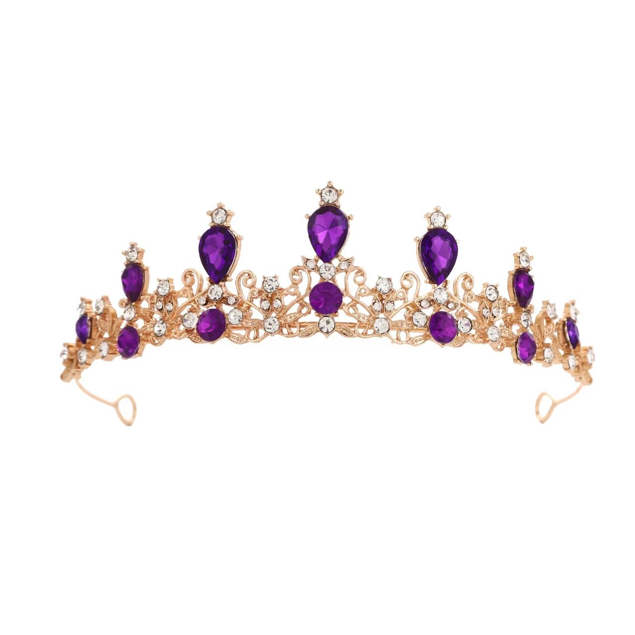 Caelumdecor Women's Purple New Bridal Crown Tiara Rhinestone Hair Accessories Wedding Prom Headpiece