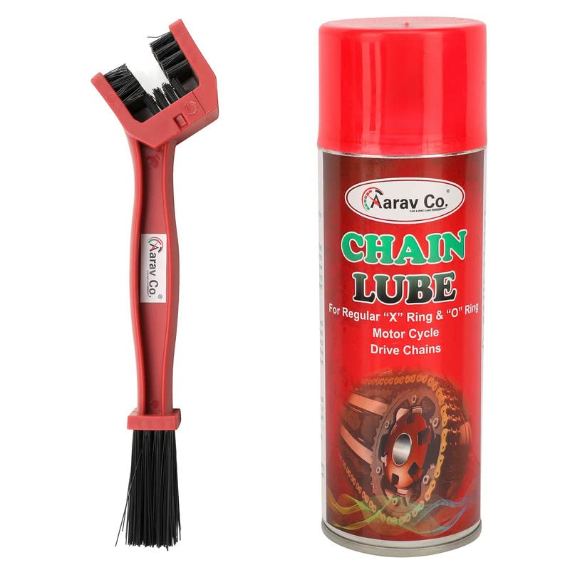 Aarav Co. Chain Cleaner 500ML Spray | Multi-Utility Spray - Motorbike, Bicycle, Car & Home Maintenance with 1 Unit Red Chain Cleaner Brush