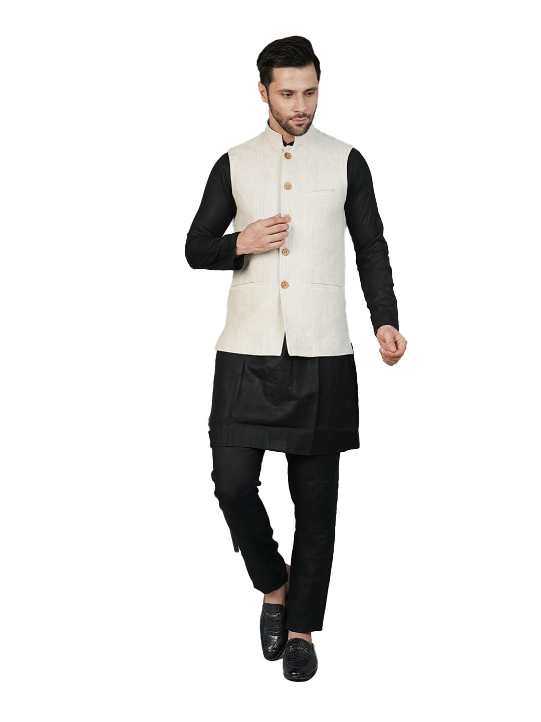 Men's Linen Beige Waistcoat