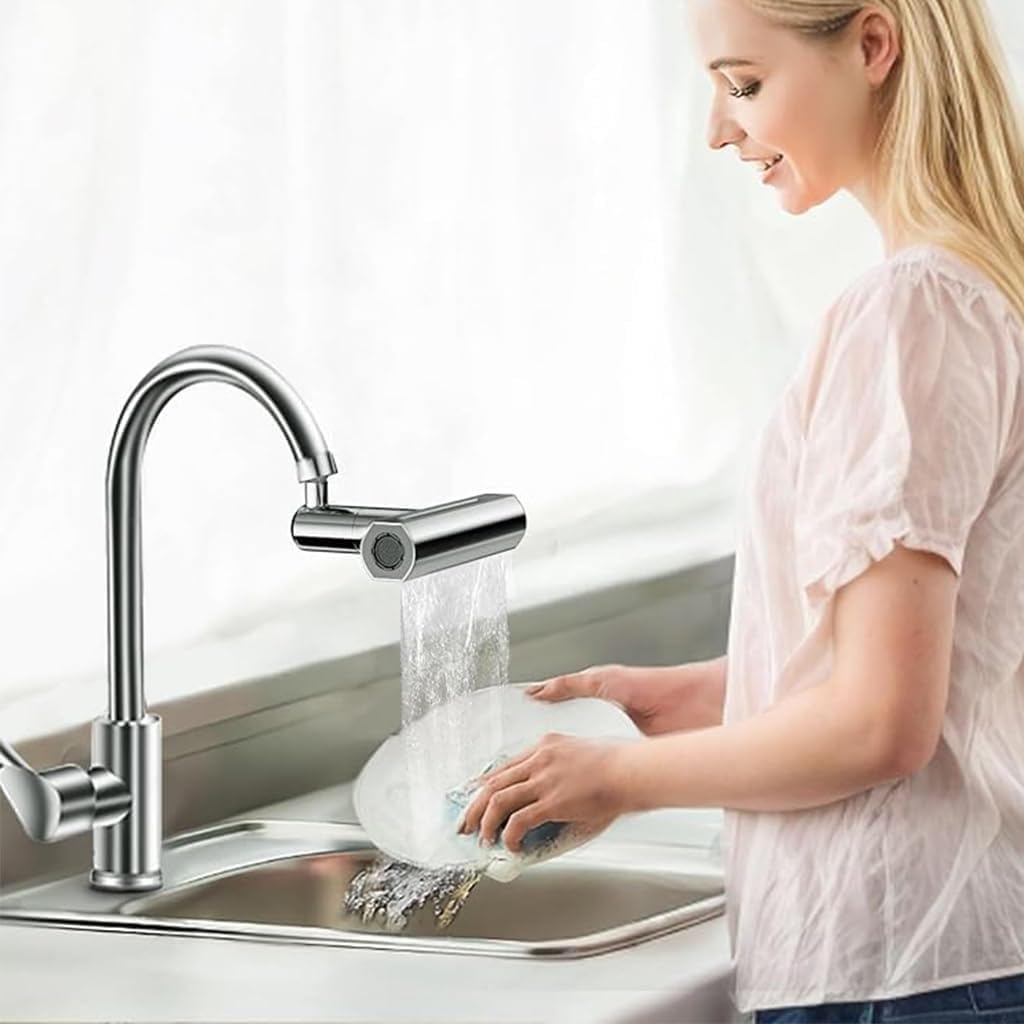 4-in-1 Kitchen Faucet Extender with 360° Swivel Rotating Tap Aerator | Universal Splash-Proof Sink Faucet Attachment | Flexible Water Saving Nozzle for Kitchen Sink, Wash Basin, Fruit-image-26