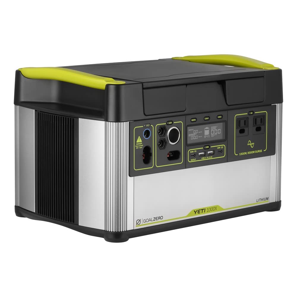 Goal ZeroYeti Portable Power Station - Yeti 1000X w/ 983 Watt Hours Battery Capacity, USB Ports & AC Inverter - Rechargeable Solar Generator for Camping, Travel, Outdoor Events, Off-Grid & Home Use