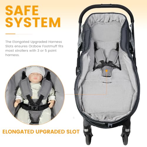 Image of Orzbow Footmuff for Stroller, Weatherproof Anti-Kick Universal Toddler Sleeping Bag,Removable Warm Coral Fleece Lined Stroller Bunting Bag Footmuff, Black