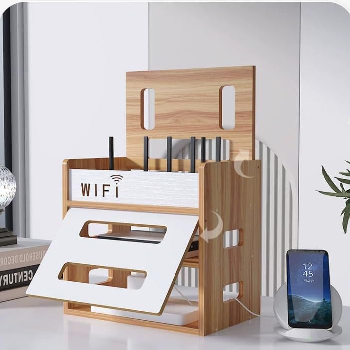 Amazon.co.jp: WiFiルーター収納ボックス、木製ルーター 棚