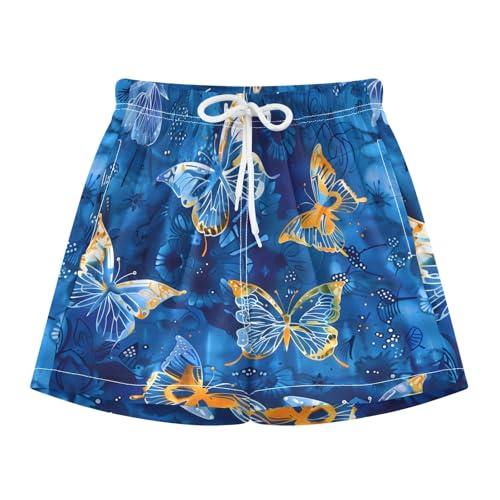 Toddler Boys Swimwear Swim Trunks with Compression Liner 4T Butterfly Batik Blue