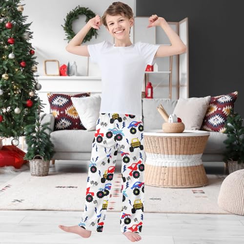 Boy's Pants Monster Truck Flag Cartoon Jogger Pants Elastic Waist Long Bottoms Trousers with Pockets 6-14 Years2