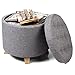 eSituro SOM0031 Tabouret Coffre Pouf de Rangement rembourré en Tissu,Boîte de Rangement Couvercle Amovible Gris Clair