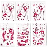 138 Pieces Halloween Bloody Footprint Stickers Bloody Handprint Floor Clings Window Wall Decals for Halloween Vampire Zombie Party Decorations Supplies