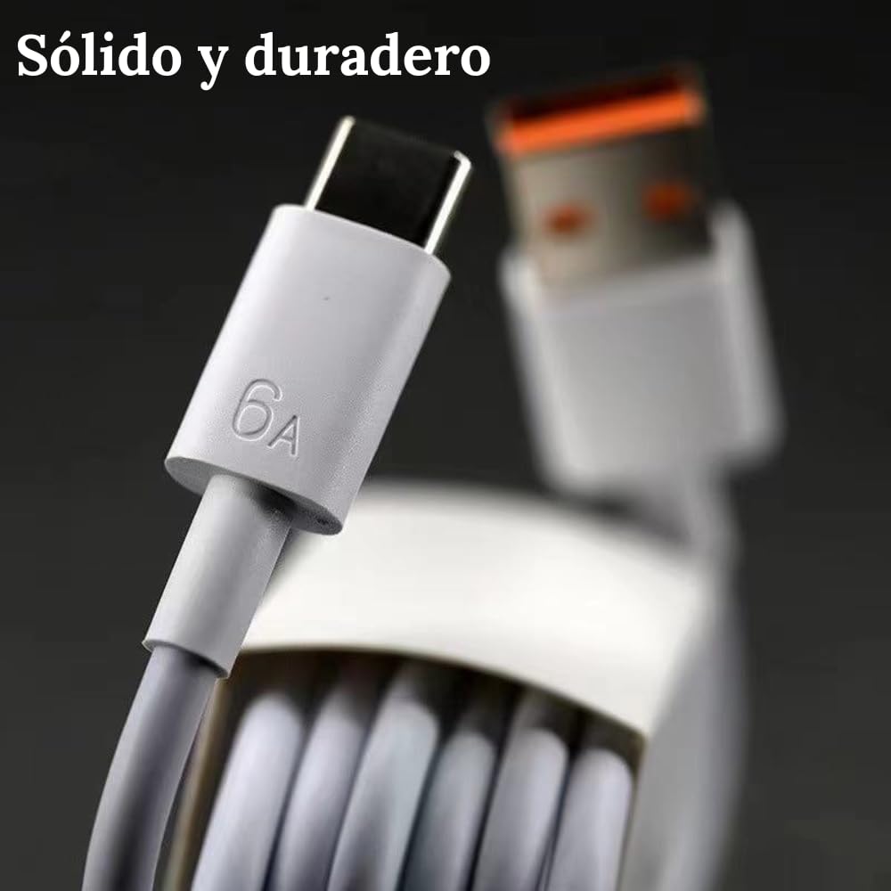 Cable USB C carga rápida 120W a USB [Pack 2m + 1m] 3A tipo C compatible con Iphone, Xiaomi, Samsung, Oppo, Huawei, Google Pixel, Carplay, Play Station, Nintendo Switch y transferencia datos 480Mbps