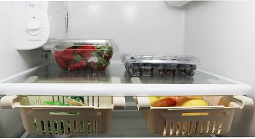 Miniatura 3 de Paquete de 4 organizadores ajustables para refrigerador, nevera, cocina, cajón de almacenamiento, color crema