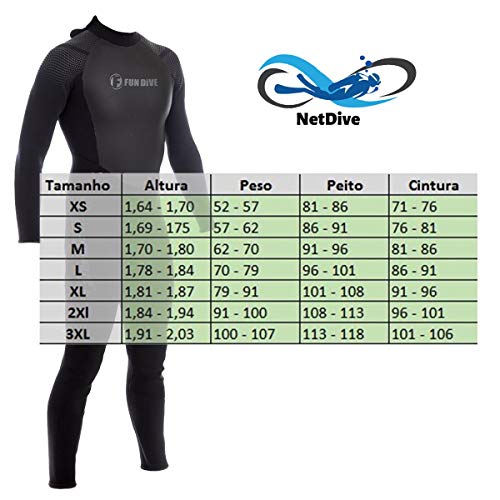 Summer Longo Fun Dive - Roupa de Neoprene Vedada 1,5 mm Mergulho Surf Pesca Sub Tamanho:L