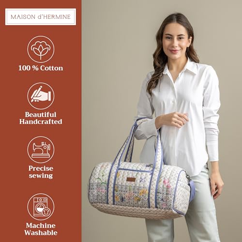 Maison d'Hermine Travel Duffle bag Cotton Quilted bag Overnight Luggage Weekender Business Travellers Family Trip - Faience2