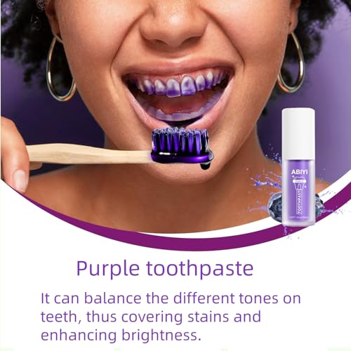 Purple Teeth Whitening Toothpaste, Whitening Zahnpasta, Zahnfleckenentfernung, Lila Zahnpasta für Zahnaufhellung,Eine Schonende Pflege Des Zahnfleisches (1, Original)