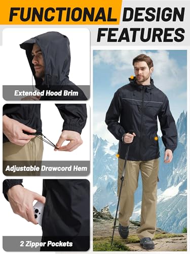 Image of SWISSWELL Mens Rain Jacket & Coats Packable Lightweight Waterproof Rain Shell Hooded for Golf Travel Hiking