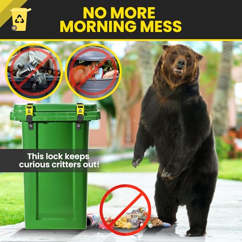 Critter Clips The Original Trash Can Locks for Animals, Easy to Install Bear Proof Trash Can Lock for Outdoor, Heavy Duty Raccoon Proof Garbage Lid Straps with Strong Buckles for Tight Closure, 2PCS