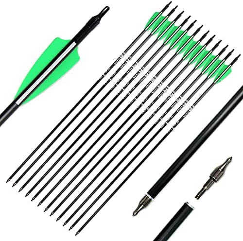 TIGER ARCHERY 30inch Fiberglass Arrow with Replaceable Arrowhead Spine 500 for Recurve and Compound Bow Hunting and Practice Hunting TIGER ARCHERY 30inch Fiberglass Arrow with Replaceable Arrowhead Spine 500 for Recurve and Compound Bow Hunting and Practice Hunting