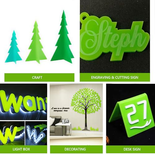 Image of 6 PCS Apple Green Cast Acrylic Sheet 1 /8 Thick 8 x 8 Inch, Opaque Acrylic Sheets for Laser Engraving and Cutting Signs, Light Box, UV Printting, DIY Projects.
