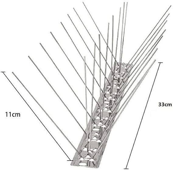 Steel Bird Spikes Fences Wall Window Ledge Wide Pigeon Deterrent Cat Anti Climb For Fence Roof Gutter Window Sill Seagull Repellent Repeller Stainless Steel Base Thorns Control (2m Set)