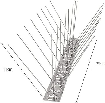 Steel Bird Spikes Fences Wall Window Ledge Wide Pigeon Deterrent Cat Anti Climb For Fence Roof Gutter Window Sill Seagull Repellent Repeller Stainless Steel Base Thorns Control (2m Set)