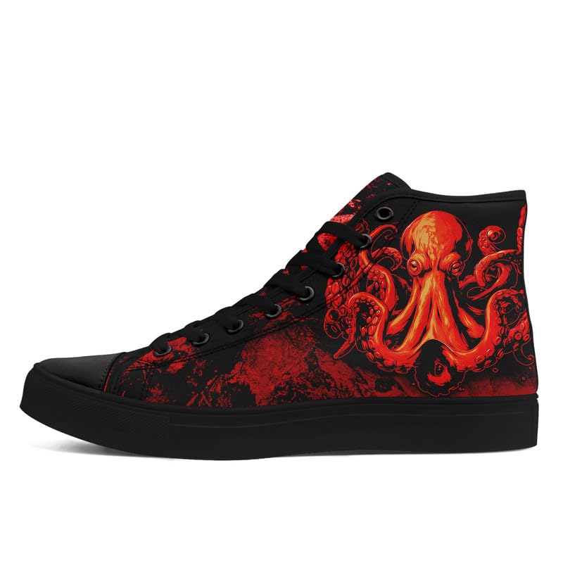 Halloween High Top Canvas Shoes for Men & Women – Skull, Vampire, Witch, Werewolf Design – Casual Gothic Sneakers for Costume, Party, or Daily Wear