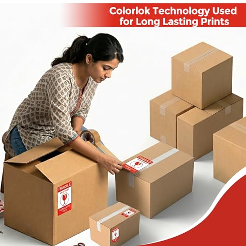 Image of GLUN Pack of 100 Piece Fragile Shipping Stickers, 4x6 inch Size Roll, Bold High-Visibility inchHandle with Care inch & inchDo Not Drop inch Warning Stickers for Safe Delivery