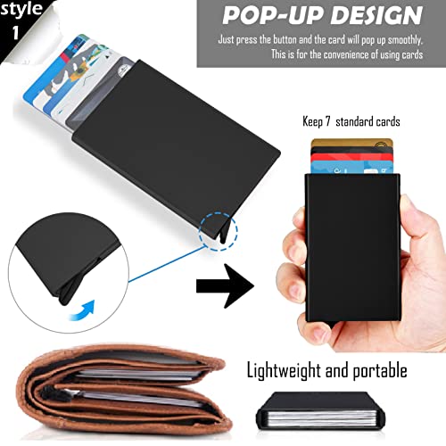 I-sper Slim Wallet for Men, Minimalist Metal Pop Up Wallet, RFID Blocking Credit Card Holder Wallet, Aluminum Business Card Holder Case, Mini Metal Wallet for Men, Black2