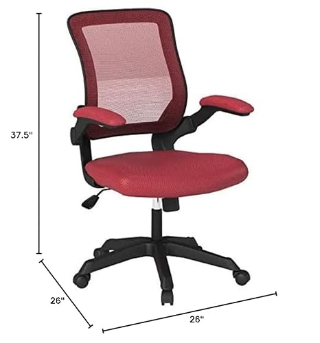 Modway Veer Office Chair With Mesh Back And Vinyl Seat With Flip-Up Arms In Red #TOP2