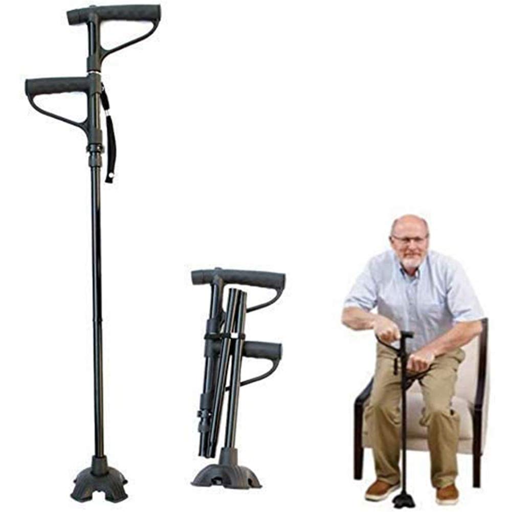 Bastone da passeggio a LED, facile altezza regolabile pieghevole allungabile bastone da passeggio ausilio per la mobilità ausilio per la mobilità bastone da passeggio pieghevole con maniglia laterale