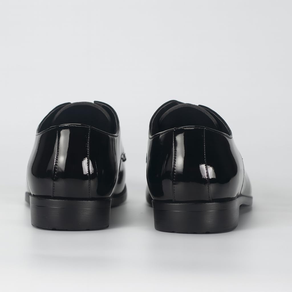 Mens Tuxedo Dress Shoes Formal Classic Patent Leather Oxfords Business Wedding Shoe Suit Black - Image 4