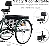 TUOKE Adult Trikes 24 inch Wheels Low Step-Through with Cargo Basket/Full Assembly Tool，Adult Tricycles Three Wheel Trike Bike Cruiser 7 Speed, Suitable for Women, Men, Seniors #4