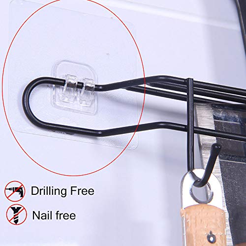 EigPluy Utensil Racks,Wall Mounted Kitchen Utensils Hanging Hooks with Knife/Towel Holder, 17inch Drilling Free Kitchen Tools/Pot/Towel/Knife/Mug/Cups Storage Holder Shelf,Black