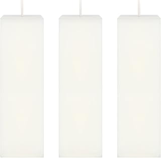 Mega Candles 3 pcs Unscented Solid Square White Pillar Candles, Hand Poured Premium Wax Candle 2 Inch x 6 Inch, Home Décor, Wedding Centerpieces, Occasions, Events, Festivities, Holidays, Altar