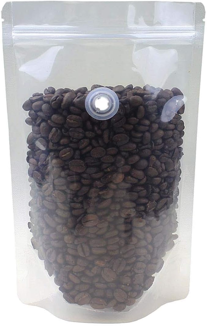 AwePackage Clear Stand Up Zipper Pouch Bag with Degassing Valve (50, 8 oz)