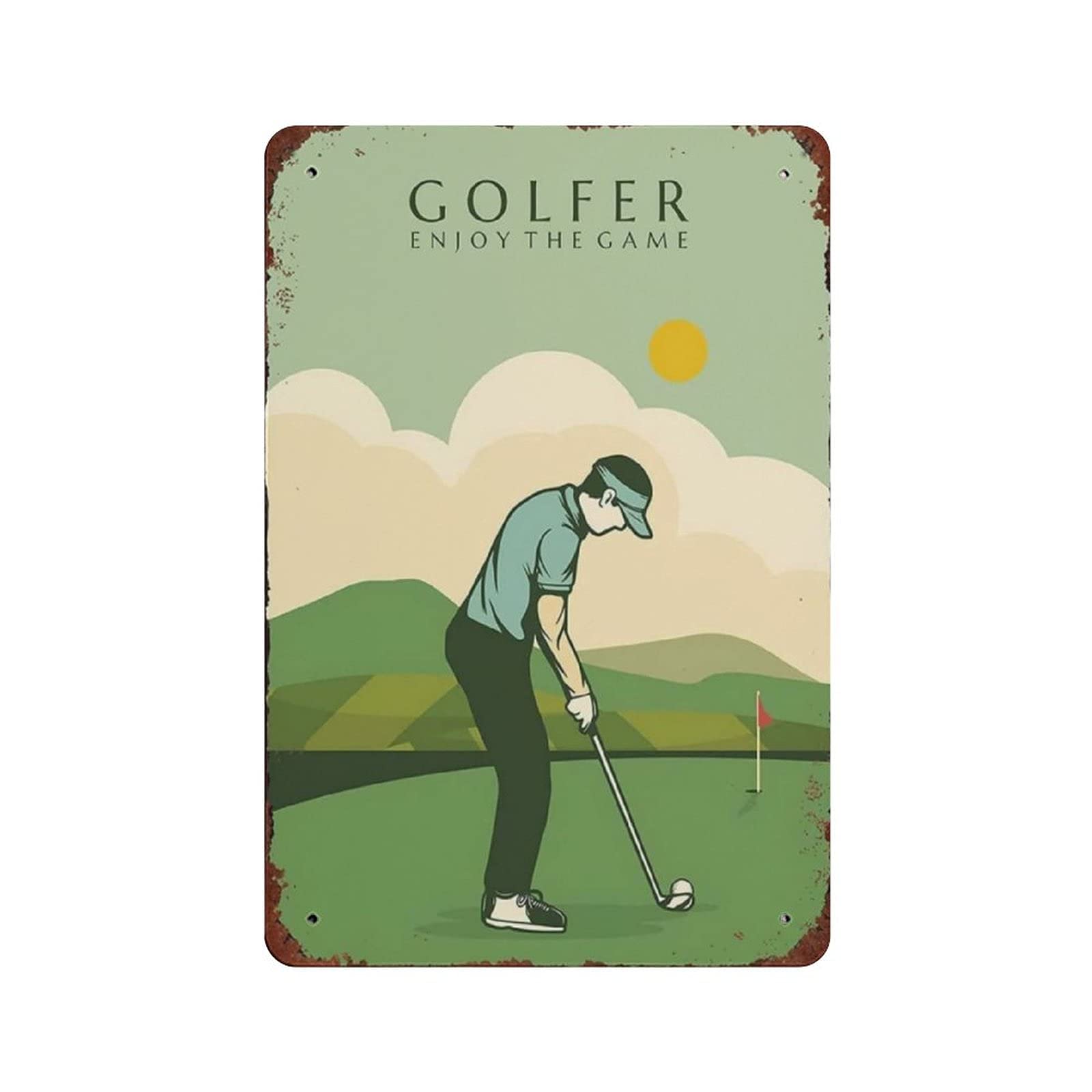 Metal Tin Sign Golfer Enjoy The Game Vintage Tin Poster Metal Sign Wall Decoration Country Kitchen Home Garage Decor 12"x8"