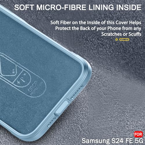 Image of TheGiftKart Liquid Silicon Back Cover Case for Samsung Galaxy S24 FE 5G | Shockproof Military Grade Protection | Micro-Fibre Cloth On Inner Side | Anti-Slip Grip Cover for Samsung S24 FE (TPU, Blue)