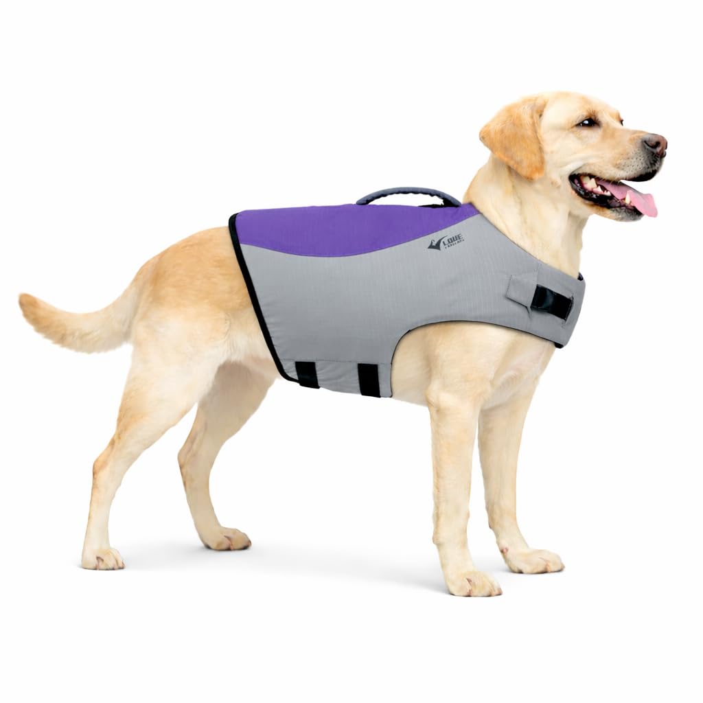 Dog Life Jacket, Sport Style Dog Float Coat with Excellent Buoyancy, Stylish Dog Swimming Safety Vest with Rescue Handle for Small Medium Large Dogs Purple XL