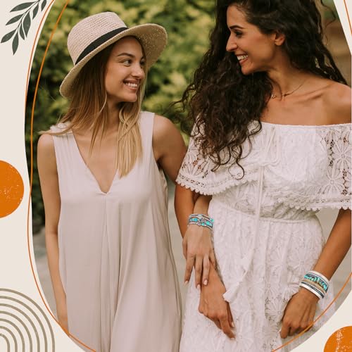 Sasylvia 6 Pcs Turquoise Bracelet for Women Leather Bracelet Western Jewelry for Women Multilayer Boho Cuff Bangle Set2